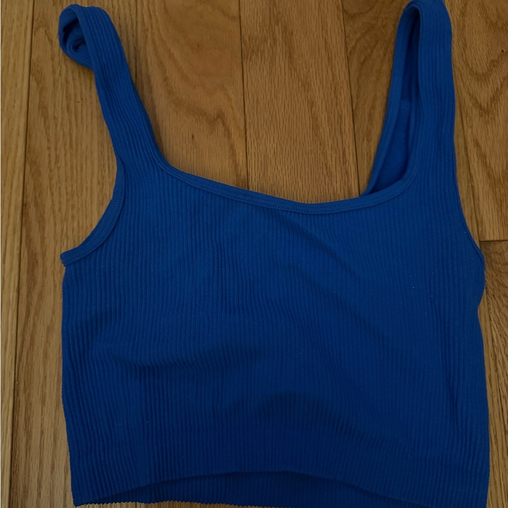 Zara Blue Fitted Crop Tank Top
